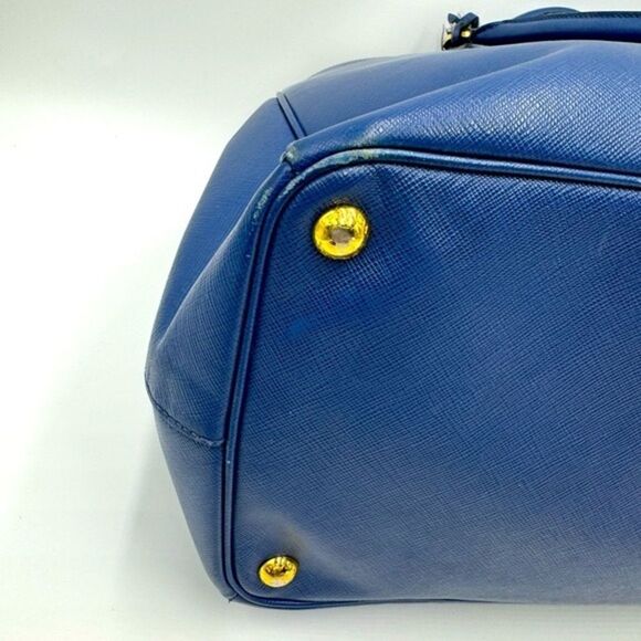 Auth Prada Blue Azzuro Saffiano Leather Galleria Double Zip Lux Tote Bag Large - Picture 11 of 15